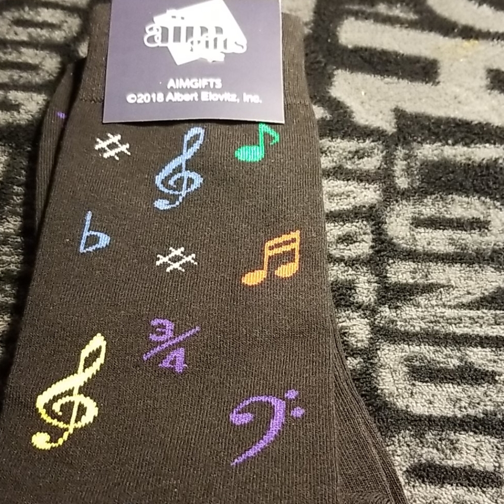 Albert Elovitz colored notes socks